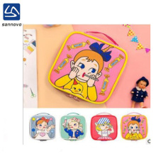 Cosmetic Bag With Handle Cute Girl Cartoon Print Large Capacity Square Cosmetic Bag